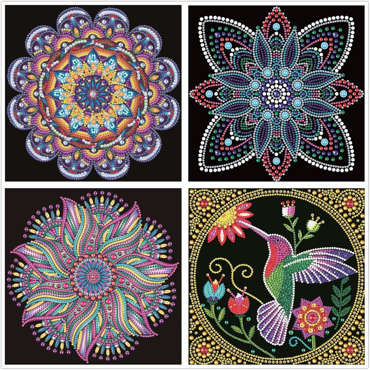 4 Pack Special Crystal Diamond Painting Kits, Mandala Diamond Art, Easy DIY Diamond Art Crafts, Home Decor 12x12 Inch